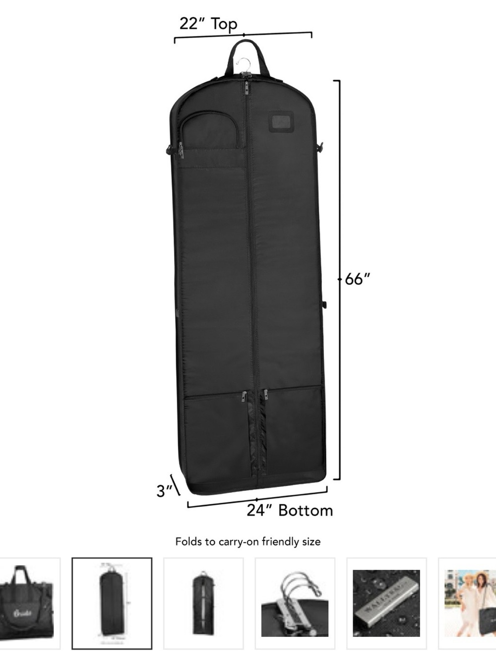 Black 'Bride' Garment Bag with Shoulder Strap - Picture 8 of 10